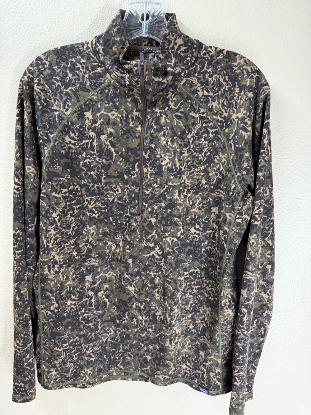 Patagonia Camo Quarter-Zip in Olive and Brown